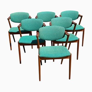 Model 42 Chairs in Teak by Kai Kristiansen, 1960s, Set of 6