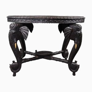 Antiker anglo-indischer handgeschnitzter Elefant Tisch aus Holz