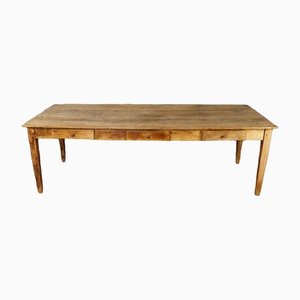 Large Antique English Elm Wooden Dining Table