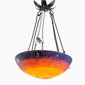 Art Deco Glass Paste Ceiling Lamp by Muller Frères
