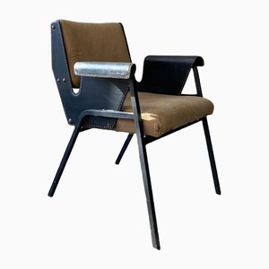 Fabric Armchair in Leather and Lacquered Metal by Gustavo Pulitzer