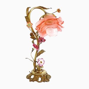 Jugendstil Florale Bronze Schreibtischlampe