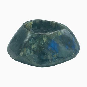 Large Italian Natural Labradorite Centerpiece in Green Blue and Yellow, 1970s
