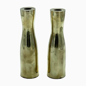Italian Candleholders in Solid Brass, 1960s, Set of 2