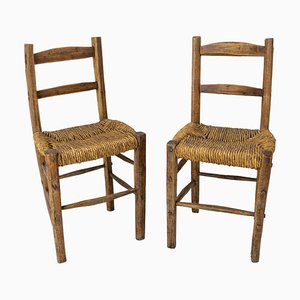 19th Century French Brutalist Side Chairs, Set of 2