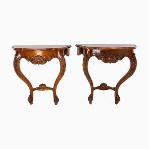 Small French Louis XV Style Console Tables, Set of 2