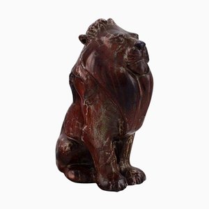 Lion in Glazed Stoneware by Karl Hansen Reistrup for Kähler