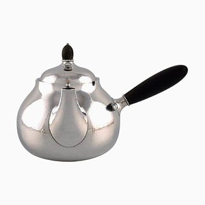 Art Nouveau Teapot in Sterling Silver with Shaft and Knob in Ebony from Georg Jensen