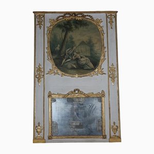 Espejo Trumeau de madera dorada, siglo XVIII
