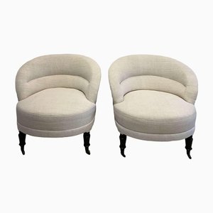 19th Century French Curved Armchairs, Set of 2