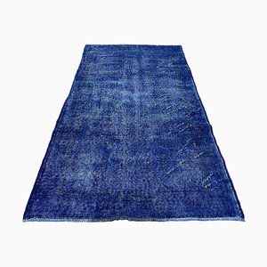 Turkish Overdyed Blue Rug in Wool