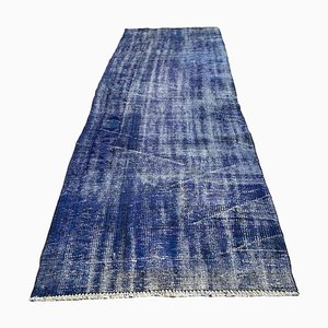 Tapis de Couloir Étroit Bleu Délavé en Laine, Turquie