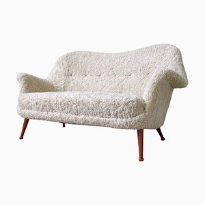 Mid-Century Swedish Sheepskin Sofa Chair by Arne Norell, 1950s