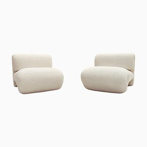 Mid-Century Modern Italian White Lounge Chairs, 1960s, Set of 2