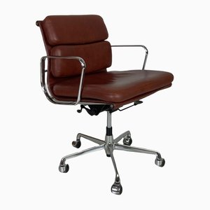 Brown Leather Soft Pad Chair by Eero Saarinen for Herman Miller