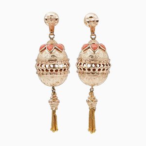 Aretes colgantes de oro rosa de 14 kt, juego de 2