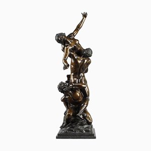 After Giambologna, Secuestro de las sabinas, siglo XIX, escultura grande de bronce