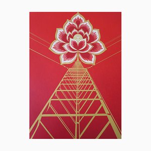 Shepard Fairey (Obey), Flower Power Red, 2021, Serigrafia
