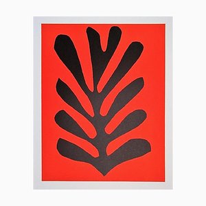 Henri Matisse, Blatt auf rotem Hintergrund, 1965, Lithographie