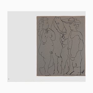 Nach Pablo Picasso, Picador, femme et cheval, 1962, Linolschnitt