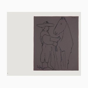 Dopo Pablo Picasso, Picador et cheval, 1962, Linocut Print