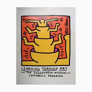 Después de Keith Haring, Aprendiendo a través del arte (The Guggenheim Museum), 1999, Póster con litografía sobre papel grueso