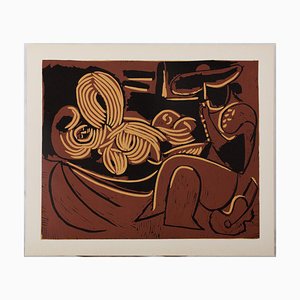 After Pablo Picasso , Picador on Guitar, 20th Century, Linocut