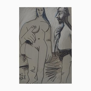 Nach Pablo Picasso, Maler und Modell, 20. Jahrhundert, Lithographie