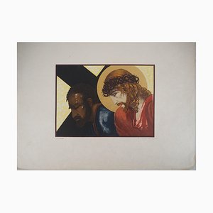 Xilografía de François-Louis Schmied, Cristo en el Vía Crucis (Hacia el Gólgota), principios del siglo XX