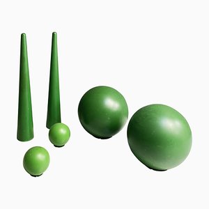 Italian Modern Green Plastic Props from Scenography, 1990s, Set of 6