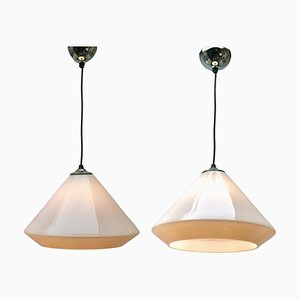 Pendant Lamps with Opaline Shades from Phillips, Netherlands, 1930s, Set of 2