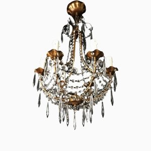 Antique Chandelier in Glass and Metal, 1900