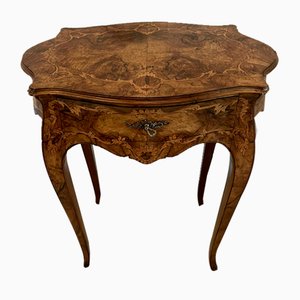Viktorianischer französischer Tisch aus Wurzel- & Nussholz mit Intarsien