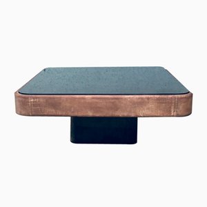 Vintage Leather & Bronze DS 47 Mirror Coffee Table from de Sede, 1970s