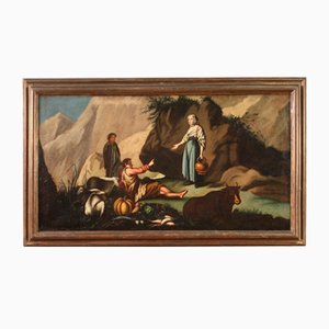 Artista italiano, escena pastoral, siglo XVIII, óleo sobre lienzo, enmarcado