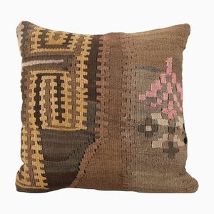 Handwoven Brown Kilim Cushion Cover