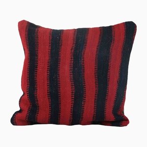 Turkish Red Striped Kilim Square Cushion Cover