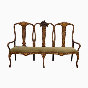Antikes niederländisches Sofa aus Nussholz mit Intarsien