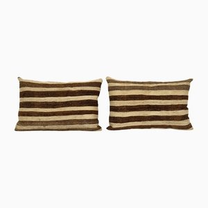 Wool Turkish Kilim Rug Cushion Covers, Set of 2