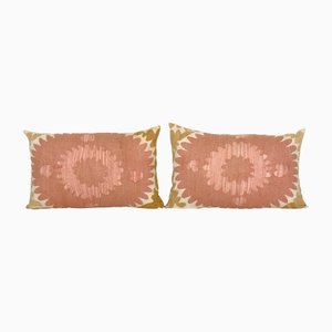 Pink Suzani Lumbar Cushion Covers, Set of 2