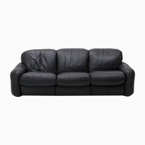 Piumotto 3-Sitzer Sofa aus schwarzem Leder von Arrigo Arrigoni für Busnelli, 1970er