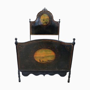 Iron Single Bed with Hand Painting Decorations, 1910s