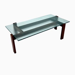 Mid-Century Dutch Design Wenge and Glass Coffee Table, 1960s