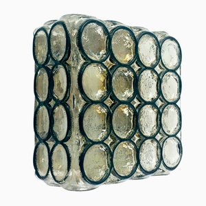 Deutsche Mid-Century Eisen Ring & Glas Einbau- / Deckenlampe von Limburg, 1960er