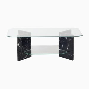 Tavolino da caffè geometrico in marmo e vetro