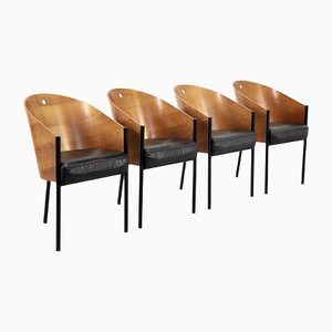 Italienische Costes Esszimmerstühle aus emailliertem Stahl & Schichtholz von Philippe Starck für Driade, 1980er, 4er Set