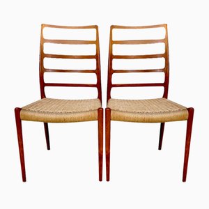 Danish Teak Model 82 Highback Side Chairs by Niels O. Møller, 1960s, Set of 2