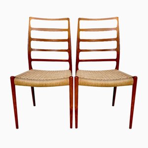Set of Danish Teak Model 82 Highback Side Chairs by Niels O. Møller, 1960s