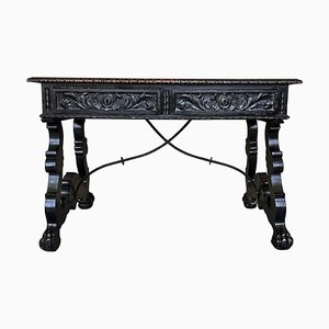 19th Century Spanish Carved Walnut Renaissance Library or Writing Desk