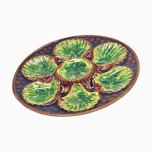20th Century Majolica Green Oyster Plate